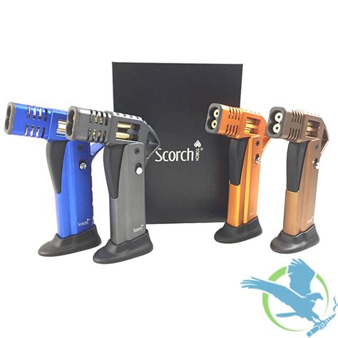 Scorch Torch features robust internal and external design parameters to ensure long-lasting usability when you need it most. Features easy-to-use piezo electric ignition and convenient perks for cigar aficionados where applicable. Whether you're at leisuring at home or fast on-the-go in the strongest of winds, Scorch Torch will be your .... 
