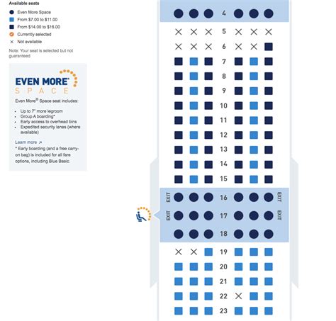 Jetblue seat chart. JetBlue A320 Even More Space seats. JetBlue A320 Even More Space seats. Even JetBlue’s regular economy seats had 32″ of pitch, which is still excellent. There were four rows of these standard seats between the first five rows of Even More Space seats and the exit row seats. JetBlue A320 Core economy seats. 