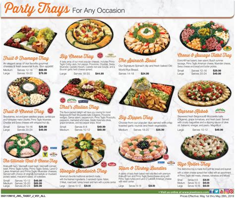 Jewel deli menu. Shopping for a deli near you in St Charles, IL? Jewel-Osco Deli is located at 652 Kirk Rd. Order deli sandwiches, , party trays, deli trays, prepared meal kits and meal kit delivery as well as fried chicken online for delivery or by using our app or website. Our local deli is the perfect place to order all of your deli needs for lunch, larger gatherings or parties. 