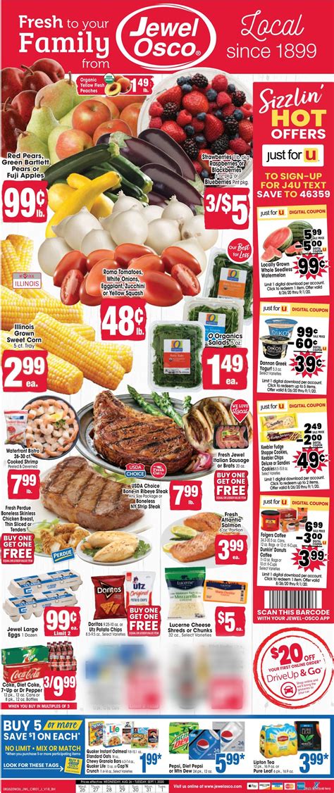 Jewel Osco Weekly Ad October 11 to October 17, 2023. ⭐ Browse this week’s Jewel Osco Weekly Ad. See Jewel Osco weekly deals and digital coupons. Also you can browse next week’s Jewel Osco Ad preview. You can see the latest Ads of your favorite stores on your favorites page.>>>.. 