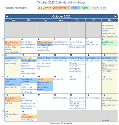 Jewish Calendar October 2022