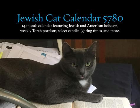 Download Jewish Cats 5780 Calendar 14 Month 20192020 Calendar Featuring Jewish And American Holidays Weekly Torah Portions Select Candle Lighting Times And More By Larry Yudelson