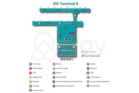 Jfk terminal 8 food map. Terminal 8 - Concourse B. Modeled after the beloved former eatery in Lincoln Center, this cozy wood-paneled pub serves up a variety of comfort food, like mac and cheese, burgers, sandwiches, and salads. The full bar can accommodate nearly any beverage request, and breakfast options abound for early travelers. View Details Show on Map. 