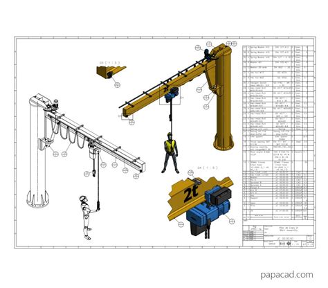 Jib crane design drawings DWG and PDF with 3D models