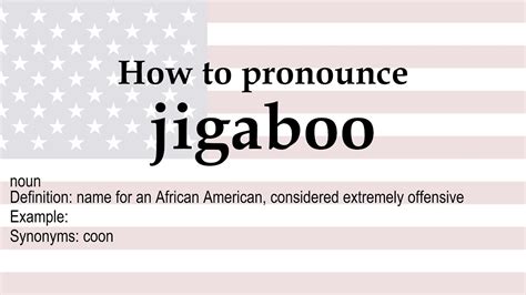 Jigaboo meaning. There is one meaning in OED's entry for the noun jigaboo. See ‘Meaning & use’ for definition, usage, and quotation evidence. This word is used in U.S. English. jigaboo. OED is undergoing a continuous programme of revision to modernize and improve definitions. This entry has not yet been fully revised. How common is the noun jigaboo? 