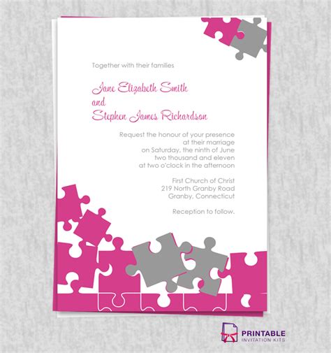 Jigsaw Puzzle Wedding Invite Wedding Invitation Templates Printable Invitation Kits