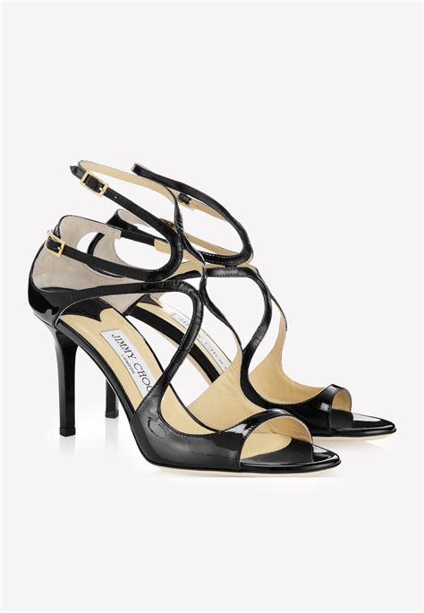 Jimmy Choo Ivette 85 Patent Leather Sandals With Wraparound …