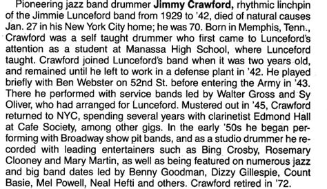 Jimmy Crawford Obituary (1980) Scott K Fish