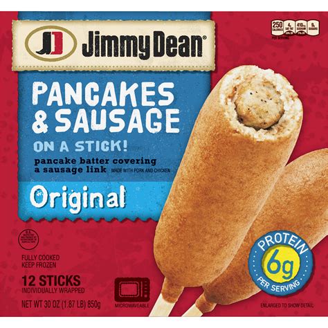 Jimmy dean pancake and sausage on a stick air fryer. Make corn dogs in oven-style air fryers. Preheat your air fryer to 400°F for 2 minutes. Gently spray the air fryer racks with cooking spray. Place the frozen corn dogs in a single layer, leaving at least 1/2-inch of space between them; since air fryers cook by rushing hot air down onto the food, leaving space allows the hot air to circulate. 