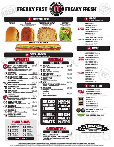 Jimmy johns menh. Jimmy John's Combos are the perfect way to enjoy a delicious and satisfying sandwich with a side of your choice. You can choose from a variety of combos, such as the Pepe with chips, the Vito with pickle, or the Beach Club with cookie. Order online or visit your nearest Jimmy John's and get your freaky fresh and freaky fast combo today. 