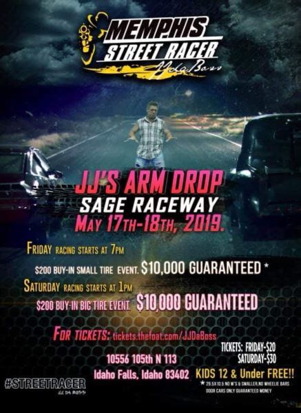 Jj's arm drop schedule. Little River Dragway 13550 State Hwy 95 Holland, TX 76534 . Track Number: (254) 982-0119 