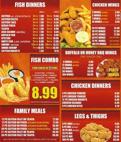 Try our delicious menu special items at a great price! JJ Fish &