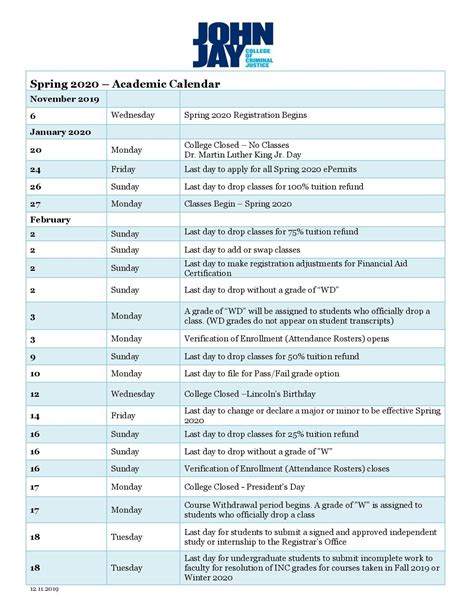 Jjay Academic Calendar