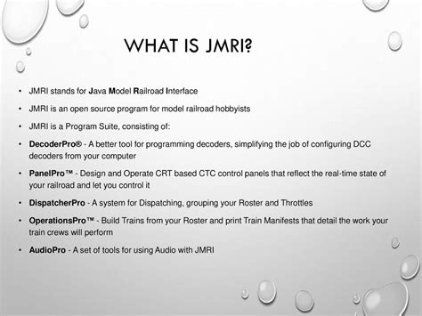 Jmri for beginners. 0, JMRI is fully supported when running on Java rele...