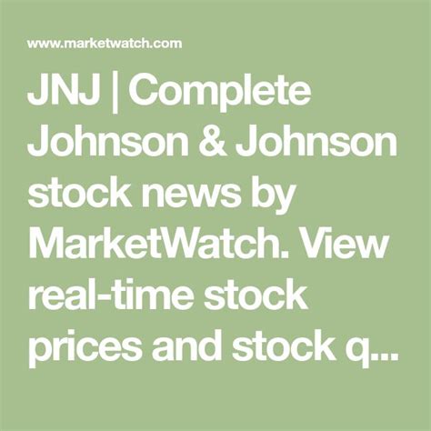 Get the latest Johnson & Johnson (JNJ) real-time quote, historical performance, charts, and other financial information to help you make more informed trading and investment …. 