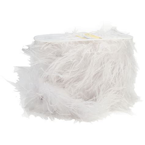 Use this material as a decorative trim for a variety of projects. This package contains 6 yards of 6 inch wide polyester; turkey and ostrich feathers.. 