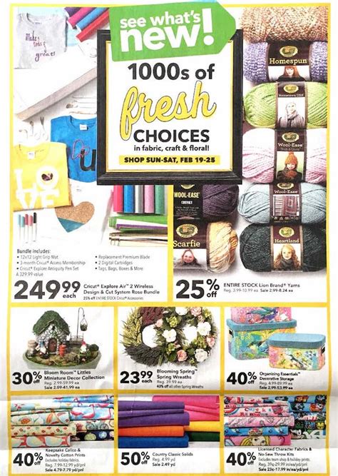Joann fabrics weekly ad coupons. Oct 5, 2023 · Check the latest Joann Fabrics Ad Sale, valid October 5 – October 18, 2023. Don’t miss the Joanns Weekly Ad and fabric & yarn deals from this week Sale Flyer. Teachers are rewarded by this retailer with 15% discount every day on every purchase, with the Teacher Rewards Discount Card, plus a 20% OFF total purchase bonus coupon by e-mail. 