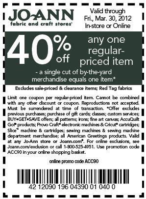 Joanns 40 off coupon. Jo-Ann Stores is a specialty retailer of fabrics and crafts based in Ohio. The company currently has around 850 locations and more than 23,000 employees. Established nearly 7 decades ago, the chain has quickly become a … 