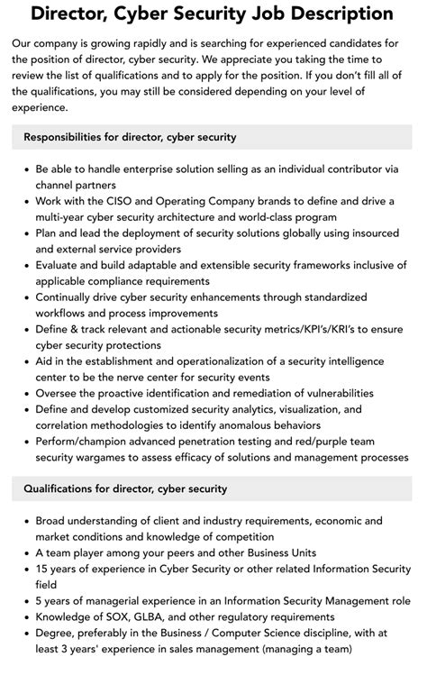 Job: Director at Cyber & Information Security Division