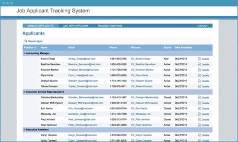 Job Applicant Tracking System Free Application Template Caspio