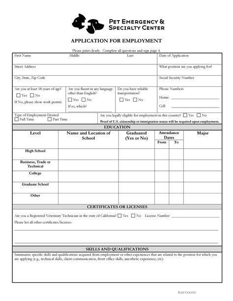 Job Application form Template 50 Free Employment Job Application form