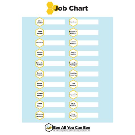Job Chart Bee All You Can Bee