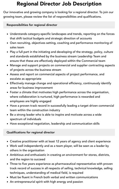 Job Description of a Regional Director - Career Trend