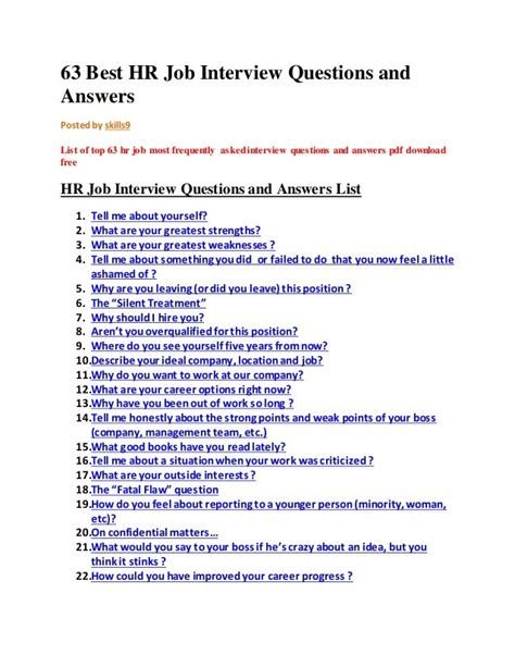 Job Interview Questions And Answers Hr