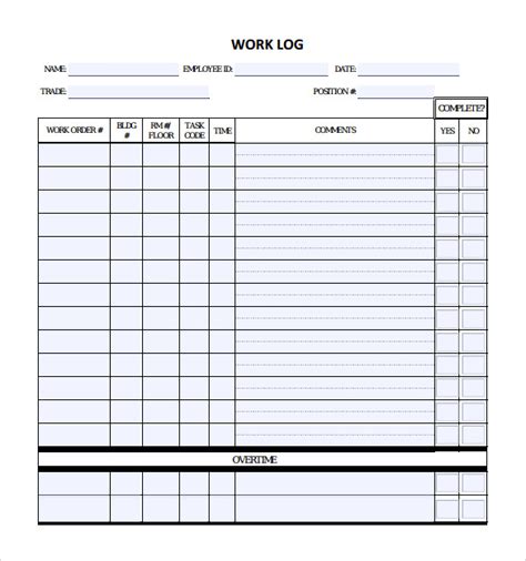 Job Log Template