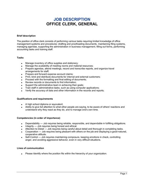 Job Opening: Clerical Clerk