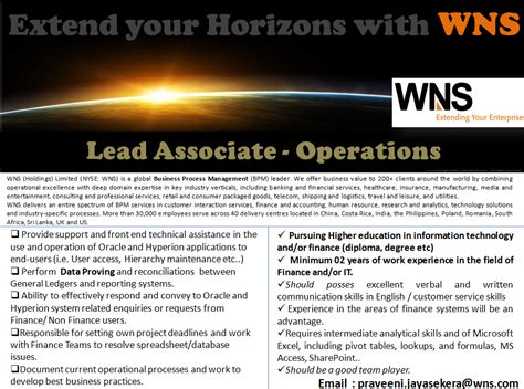 Job Opening: Lead Associate Operations Columbus West, Powell, OH