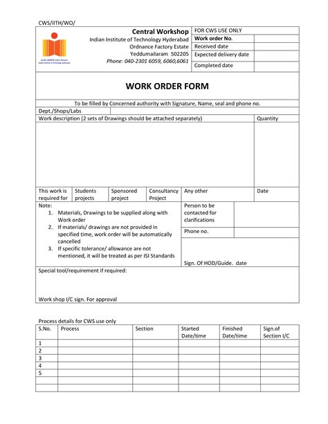 Job Order Form Template