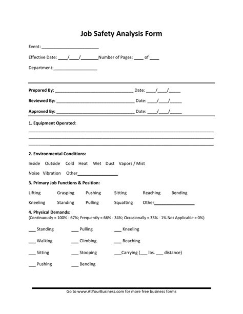 Job Safety Analysis Form Fill Out, Sign Online and Download PDF