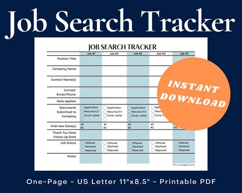 Job Search Tracker Printable
