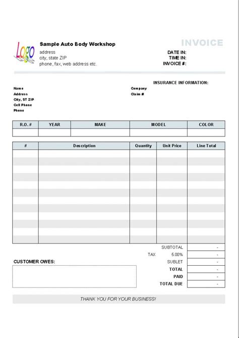 Job Service Invoice Template Uniform Invoice Software