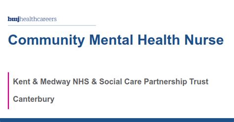 Job vacancy: Community Psychiatric Nurse, Kent and Medway NHS …