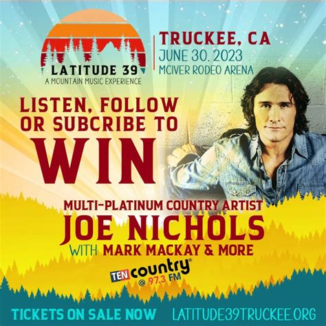 Joe Nichols Truckee Entradas, McIver Arena 30 de junio de 2024 ...