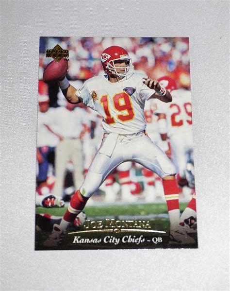 Find many great new & used options and get the best deals for 1994 Upper Deck Collector's Choice Joe Montana KANSAS CITY CHIEFS #70 at the best online prices at eBay! Free shipping for many products! Skip to main content. Shop by category. Shop by category. Enter your search keyword ... Upper Deck Joe Montana 1994 Football Trading Cards, …