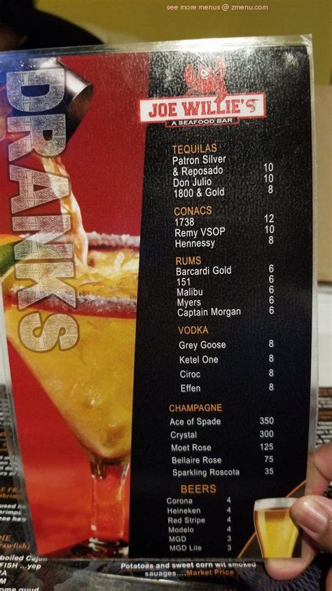 Joe willies seafood bar menu. Joe Willies Seafood Bar · August 10, 2022 · Follow. Joe Willies South Side Location 7433 s state st. Opening Soon. Comments. Most relevant ... 
