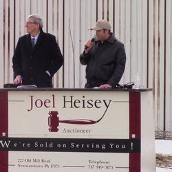 Joel Heisey Auctioneer sells a wide range of properties in the Lebanon, Lancaster and Berks County, PA areas. If you have any questions regarding our auction services, please give us a call at (717) 949-3211. We would love to hear from you. Real Estate. Machinery. Farms. Farm Equipment. Antiques & Collectibles.. 