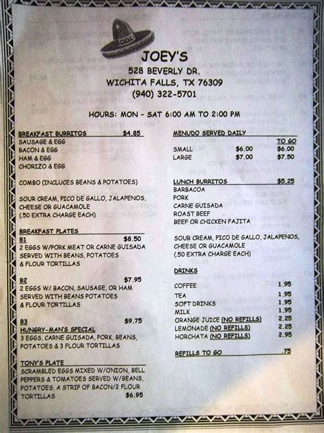 Joey's wichita falls menu. Things To Know About Joey's wichita falls menu. 