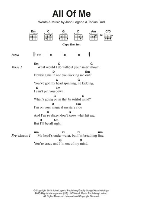 John Legend - All Of Me - guitar chords