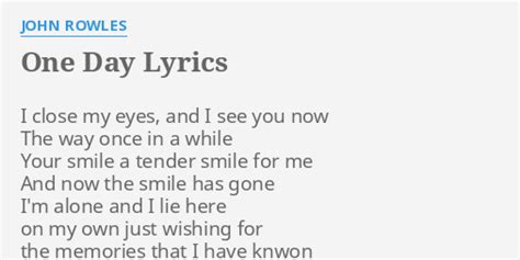 John Rowles - One Day lyrics