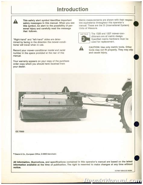 John deere 1326 disc mower manuals. - John deere 535 round baler operators manual.