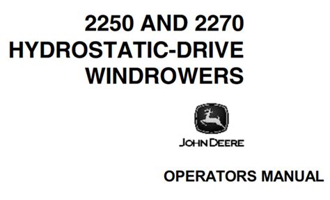 John deere 2250 2270 hydrostatic drive windrower oem parts manual. - Domine su estres (accion para el management).