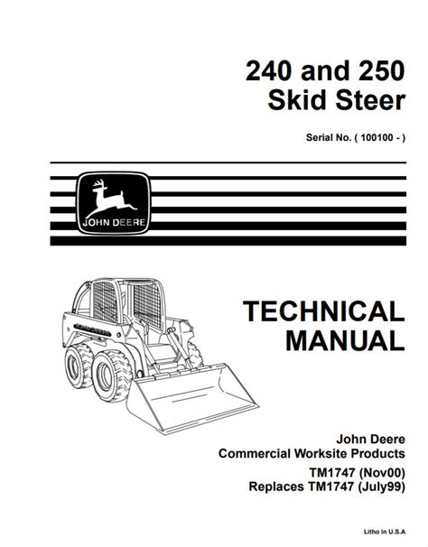 John deere 240 and 250 skid steer loader sn 100100 and up technical service manual tm1747 1100. - Texes preparation manual esl supplemental 154.