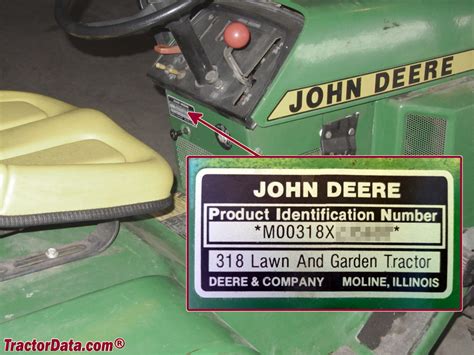 John deere 318 serial number lookup. John Deere Utility tractor: Built in Dubuque, Iowa, USA: Total built: 11,197 (420W) 7,580 (420T) 4,932 (420U) 3,908 (420S) 610 (420H) ... FAQ: How to read a serial number table. 420 Serial Location: Serial number plate on the left side of tractor, on the clutch housing. Electrical: Ground: positive Battery volts: 6 