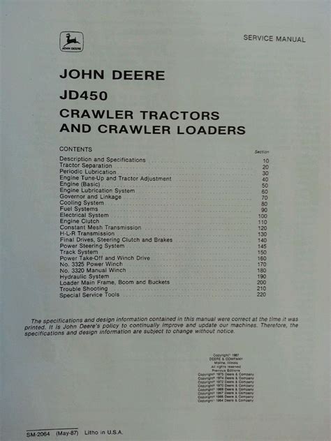 John deere 450 crawler repair manual sm2064. - John deere service manuals 3235 a.