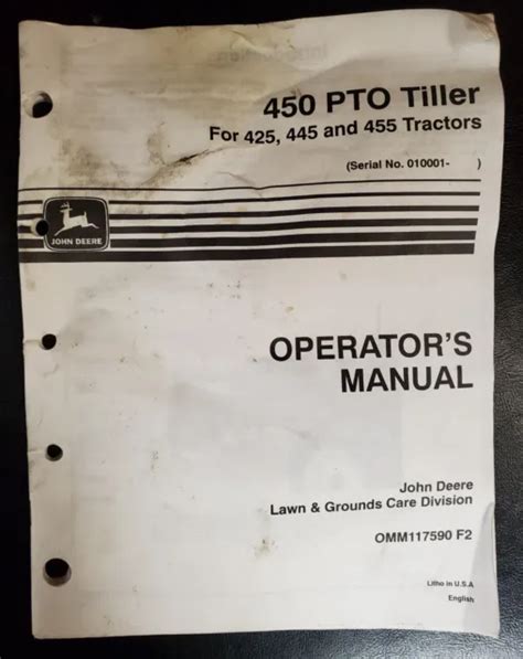 John deere 450 pto tiller 425445455 oem oem owners manual. - Manuale di servizio per ge lunar.