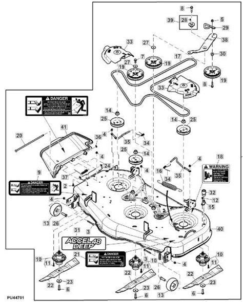 John deere 48 inch mower deck parts diagram. By using the John Deere 48″ Accel Deep Deck Belt Diagram, owners can: – Ensure proper belt installation for optimal deck performance. – Identify and rectify any belt-related issues promptly. – Extend the lifespan of the mower deck by maintaining correct belt tension and alignment. – Increase overall efficiency in mowing operations. 